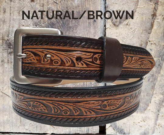 Personalized High Noon Western leather belt with custom name