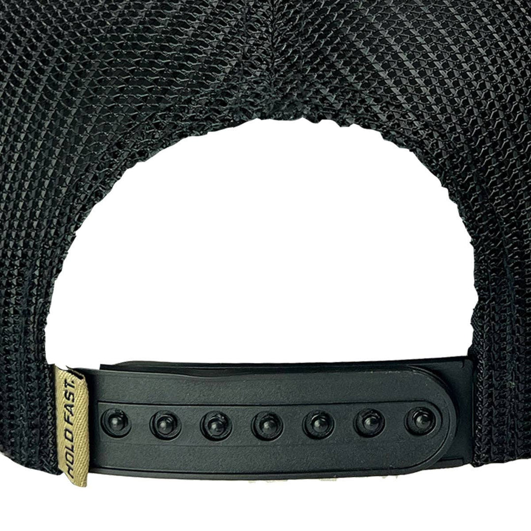 Hold Fast and Stand your ground in this rugged “Never Give Up” Cap by Kerusso. Be prepared to stand up for who and what you believe in. Love of God, love of family, and love for your country. We sell these at our Smyrna, TN shop because we BELIEVE too!

Color: Black/Gray Camo * 100% Polyester
Mid-Rise structured * Polyester front with woven label scout patch
Mesh back with snap closure * Do not launder
One size fits most

