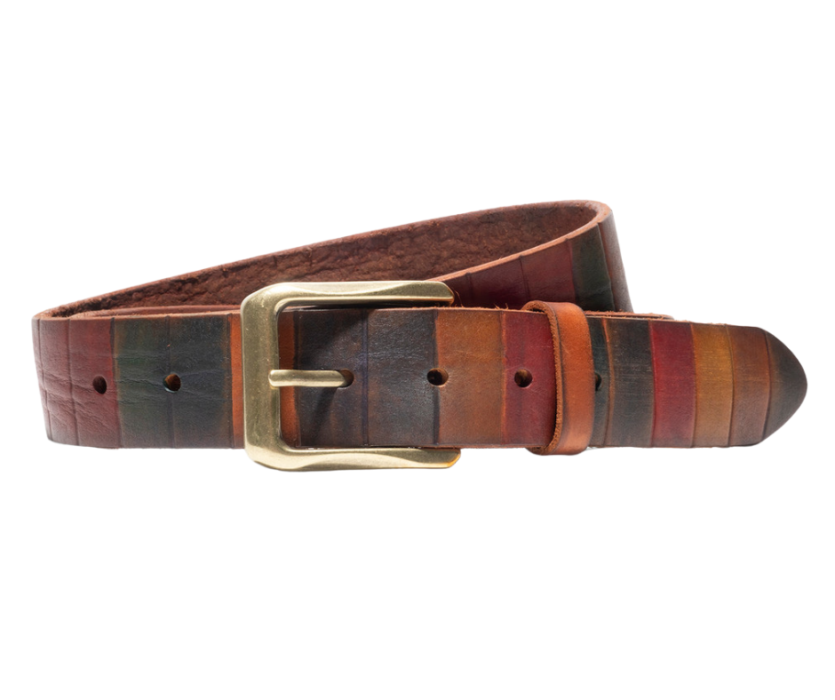 Artisans in Turkey handcraft our heavy-weight, full grain Italian vegetable-tanned leather to create our Rectangle Cut belt. The belt is artfully scored by hand to create dark lines that recall the ancient craft of leather bookbinding. A heavy-weight harness buckle in an Old English Brass finish compliments the rich cognac color of the leather. Built to last a lifetime, our Rectangle Cut Belt. Get fitted at our Smyrna, TN shop not far from Murfreesboro. From Will Leather.
