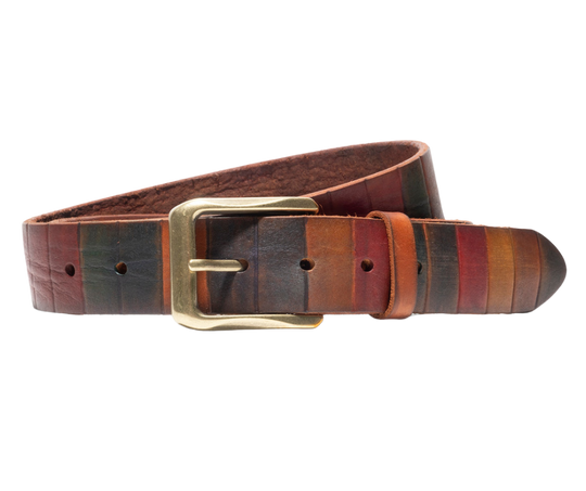 Artisans in Turkey handcraft our heavy-weight, full grain Italian vegetable-tanned leather to create our Rectangle Cut belt. The belt is artfully scored by hand to create dark lines that recall the ancient craft of leather bookbinding. A heavy-weight harness buckle in an Old English Brass finish compliments the rich cognac color of the leather. Built to last a lifetime, our Rectangle Cut Belt. Get fitted at our Smyrna, TN shop not far from Murfreesboro. From Will Leather.