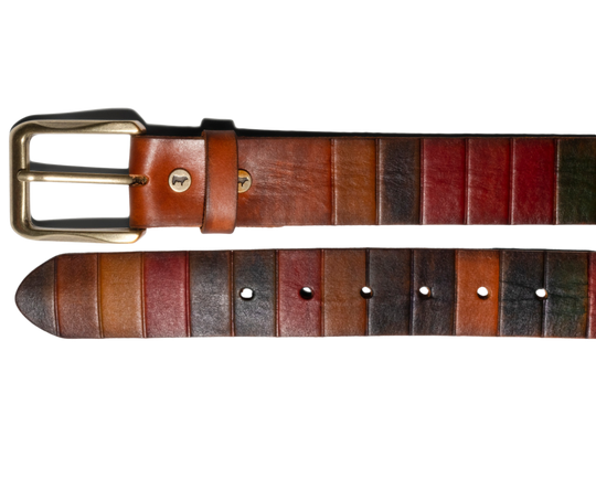 Artisans in Turkey handcraft our heavy-weight, full grain Italian vegetable-tanned leather to create our Rectangle Cut belt. The belt is artfully scored by hand to create dark lines that recall the ancient craft of leather bookbinding. A heavy-weight harness buckle in an Old English Brass finish compliments the rich cognac color of the leather. Built to last a lifetime, our Rectangle Cut Belt. Get fitted at our Smyrna, TN shop not far from Murfreesboro. From Will Leather.