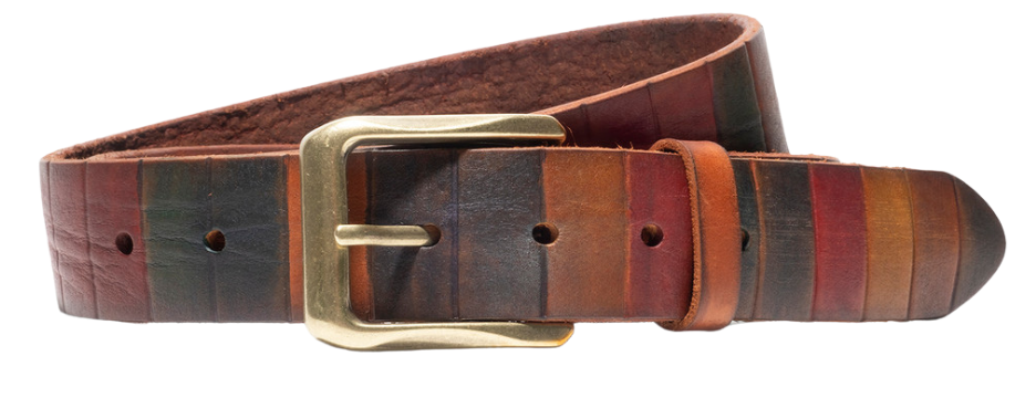 Artisans in Turkey handcraft our heavy-weight, full grain Italian vegetable-tanned leather to create our Rectangle Cut belt. The belt is artfully scored by hand to create dark lines that recall the ancient craft of leather bookbinding. A heavy-weight harness buckle in an Old English Brass finish compliments the rich cognac color of the leather. Built to last a lifetime, our Rectangle Cut Belt. Get fitted at our Smyrna, TN shop not far from Murfreesboro. From Will Leather.