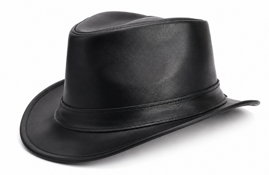 The Hobart Fedora styled Hat made from leather. A Fedora is a Unisex design and perfect if your feeling bold or you had have tradional taste. This black fedora is found at our Smyrna, TN shop, not far from Nashville.

100% genuine cowhide
Shape-able brim