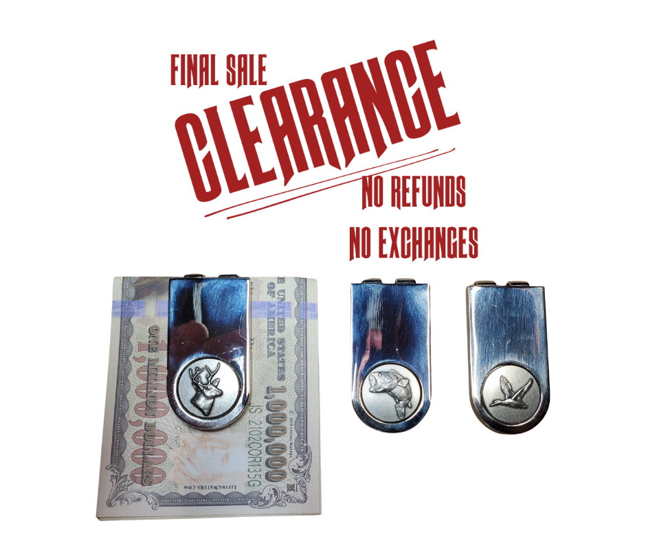 Great for the Minimalist who carries some cash and a couple cards. Available online and at our shop just outside Nashville in Smyrna, TN.

MONEY CLIP FOR MEN NICKEL SILVER EMBLEM.
SIZE 2" x 1" NICKEL SILVER MONEY CLIP with 3/4" DESIGN.
PACKAGED IN GIFT BOX.
100% AMERICAN PROUDLY MADE IN USA