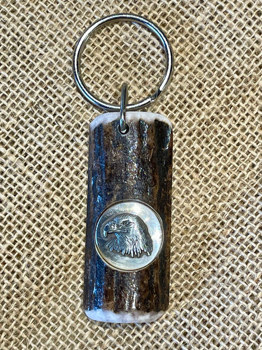 Handcrafted antler key chains featuring a variety of inlays. Made from naturally shed elk and deer antlers. Made in the U.S.A. Get yours at our Smyrna, TN shop not far from Franklin.