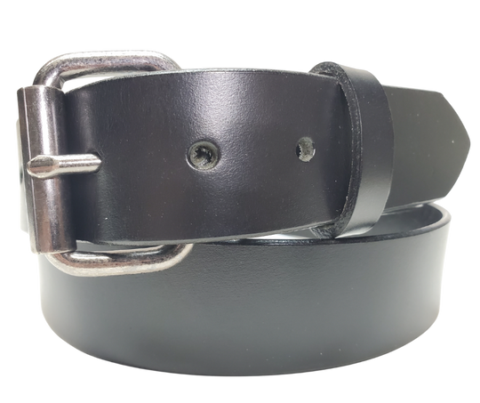 Bring that rugged, hardworking vibe to your cubicle with The Industrialist Leather Belt! Rock a beefy Antique Roller buckle that laughs in the face of your daily paper-pushing adventures. At 1 1/2" wide in either sleek Black or character-rich Distressed Brown, this belt plays nice with jeans or casual pants. Feeling fickle? Swap buckles faster than you can say "casual Friday" thanks to our snap system. Mosey on down to our Smyrna, TN shop and saddle up with your new favorite belt!