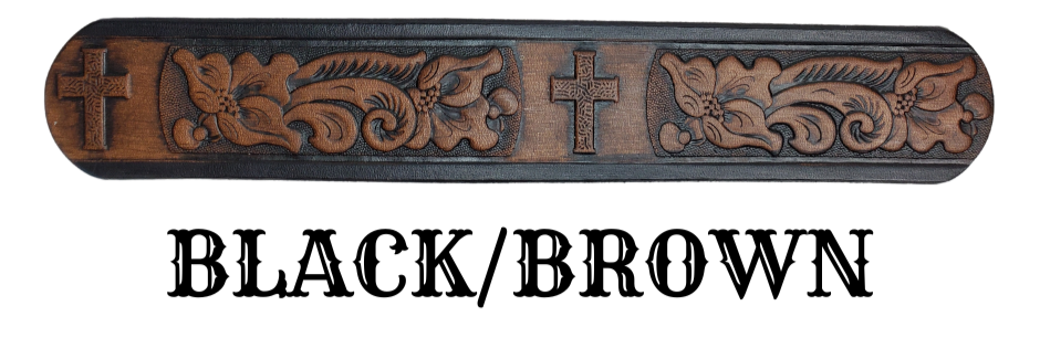 Named after the well known Bible verse...Choose this day whom you will serve! Experience a western-inspired flair with the "Joshua 24:15" Name Leather Belt. Featuring a striking floral pattern and Cross running along its length, you can even customize the name with up to 10 letters. Crafted from 1/8" thick leather and 1 1/2" wide, its Antiqued Solid Buckle Silver is attached with two snaps for an easy change. Take the next step and order yours online or visit our shop in Smyrna, TN, near Nashville.
