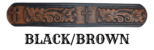 Named after the well known Bible verse...Choose this day whom you will serve! Experience a western-inspired flair with the "Joshua 24:15" Name Leather Belt. Featuring a striking floral pattern and Cross running along its length, you can even customize the name with up to 10 letters. Crafted from 1/8" thick leather and 1 1/2" wide, its Antiqued Solid Buckle Silver is attached with two snaps for an easy change. Take the next step and order yours online or visit our shop in Smyrna, TN, near Nashville.