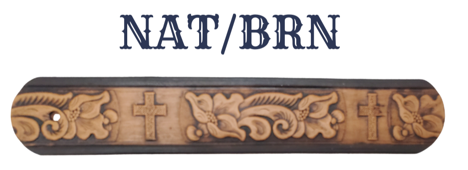Named after the well known Bible verse...Choose this day whom you will serve! Experience a western-inspired flair with the "Joshua 24:15" Name Leather Belt. Featuring a striking floral pattern and Cross running along its length, you can even customize the name with up to 10 letters. Crafted from 1/8" thick leather and 1 1/2" wide, its Antiqued Solid Buckle Silver is attached with two snaps for an easy change. Take the next step and order yours online or visit our shop in Smyrna, TN, near Nashville.