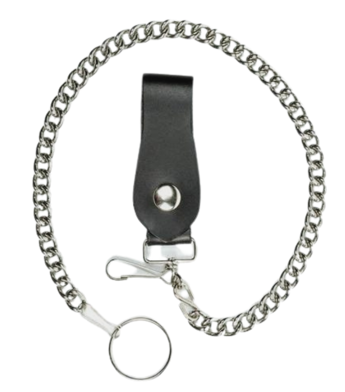 This Vintage style Steel Chain is Simple but Sturdy and will keep your wallet where it needs to be. The Leather loop attaches to your jeans and the split ring attaches to your wallet. Chrome plated. Ride down and get yours in our shop just outside Nashville in Smyrna, TN.

24" Chain Length