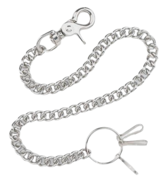 The Unchained is a steel Wallet Chain, Simple but Sturdy, and will keep your wallet where it needs to be. Carry some some extra keys or stuff with the extra 3 clips. The sturdy scissor clip attaches to your jeans and the split ring attaches to your wallet. Chrome plated.&amp;nbsp; Ride down and get yours in our shop just outside Nashville in Smyrna, TN.

Available in 18" Length and 24" Length