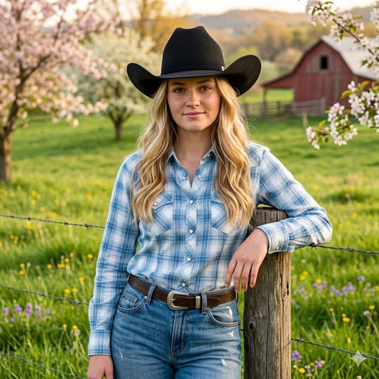 The Unisex Kingman 4x hat. Classic Western Cattleman crown and Brim shape. Braided style leather band with metal accents. May be steamed and shaped for your personal style Now in stock at our Smyrna, TN shop not from Tennessee Miller Coliseum in Murfreesboro.