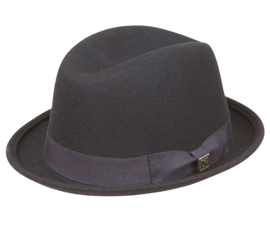 You don't need a suit or be a Gangster to wear this Fedora. It's Low rider style and Grosgrain bow is versatile enough to work most any style. A very fashionable, stylish hat with it's Red lining and made with 100% wool felt. Pick yours up at our Smyrna, TN location just a short drive from Nashville.

Sized S-XL.
Approx. 4" crown and 1.5" brim