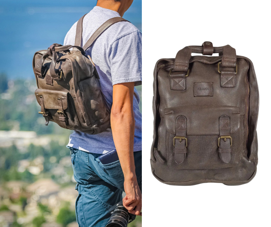 Our Enzo is a unisex backpack that's big enough to carry a lot of everyday stuff, compact enough to take it with you every day. Stylish enough to get noticed. Equestrian grade brass hardware. Super soft Full grain vegetable-tanned leather and well built for years of airports and daily commutes. Uber over to Smyrna, TN not far from Franklin and check one during store hours!