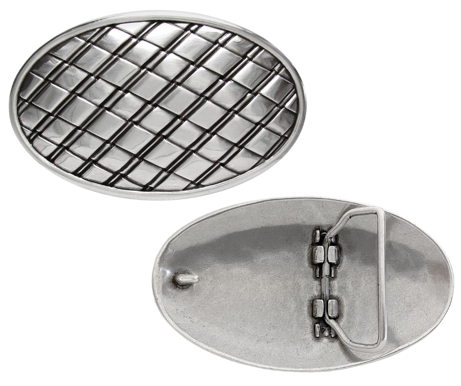 From side to side and back again, this unique oval buckle features a Kriss Kross pattern that will complement any style. Perfect for belts up to 1 1/2 inches, its playful design will Kross elevate all of your outfits. Visit our store in Smyrna, TN, just a hop skip and jump from downtown Nashville!

Approx. 3" x 4"
Imported