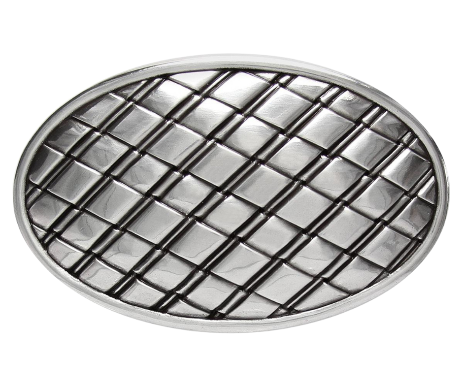 From side to side and back again, this unique oval buckle features a Kriss Kross pattern that will complement any style. Perfect for belts up to 1 1/2 inches, its playful design will Kross elevate all of your outfits. Visit our store in Smyrna, TN, just a hop skip and jump from downtown Nashville!

Approx. 3" x 4"
Imported