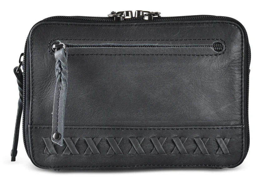The Kailey Fanny/Sling Conceal Purse is crafted with genuine buffalo leather. This is just not your average fanny pack. The bag is highlighted with beautiful crisscross lacing or decorative studs. Unzip the front flap for easy access to your weapon. Additional storage is provided by a slip pocket on the back and a decorative zippered pocket on the front. Can be worn around the waist or as a sling. Part of our leather conceal handbags at our Smyrna, TN shop.