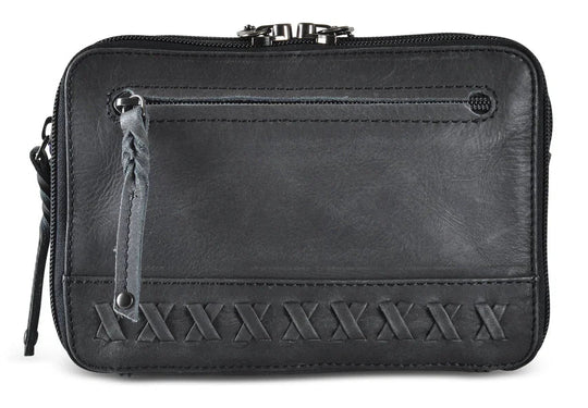 The Kailey Fanny/Sling Conceal Purse is crafted with genuine buffalo leather. This is just not your average fanny pack. The bag is highlighted with beautiful crisscross lacing or decorative studs. Unzip the front flap for easy access to your weapon. Additional storage is provided by a slip pocket on the back and a decorative zippered pocket on the front. Can be worn around the waist or as a sling. Part of our leather conceal handbags at our Smyrna, TN shop.