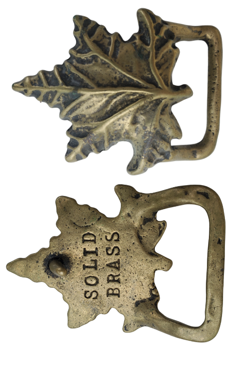 Vintage brass leaf belt buckle