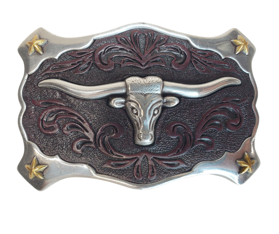 Embossed Leather Scroll insert
3d Longhorn and Stars
Fits 1 1/2" belts
Choose Black or Brown Leather insert
Limited stock at our Smyrna, TN store