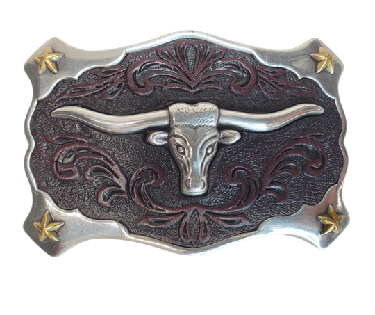 Embossed Leather Scroll insert
3d Longhorn and Stars
Fits 1 1/2" belts
Choose Black or Brown Leather insert
Limited stock at our Smyrna, TN store