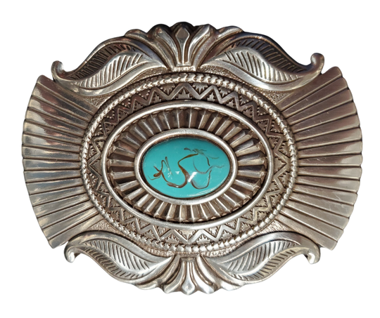 Craving that Southwest vibe? This Mexico Sky Belt Buckle is your perfect fashion sidekick! It adds flair to casual jeans-and-tee days or jazzes up your favorite skirt. Hurry to our Smyrna, TN shop. Fit's 1 1 /2" belts. Size is approximately 4x3 inches.