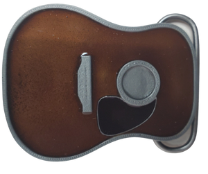 Strut your style with the iconic "Martin" Belt Buckle! This 2 1/2" tall by 3 1/2" wide buckle is fit for all music genres, from Rock to Bluegrass, Jazz to Folk. Let the world know your passion for playing guitar! Just outside of Nashville, home of the Acoustic Guitar, you can find the belt buckle in our Smyrna, TN shop online.