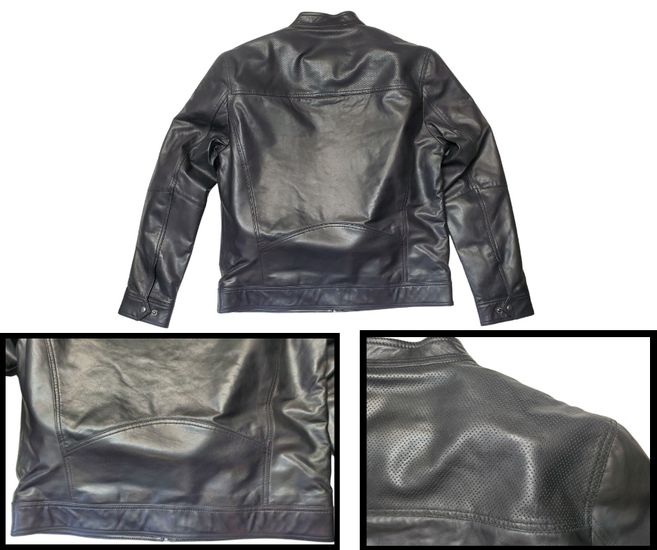 Unleash your edgy side with The "McQueen" Leather Jacket. Made from ultra-soft lamb leather, this motorcycle-style jacket combines European features with practical features like perforated shoulders, zippered vents, and plenty of pockets - 2 outside hands and chest pockets, and 2 inside chest pockets. And with our shop located just a 30-minute drive from Nashville, you can easily grab this versatile jacket for a killer look.