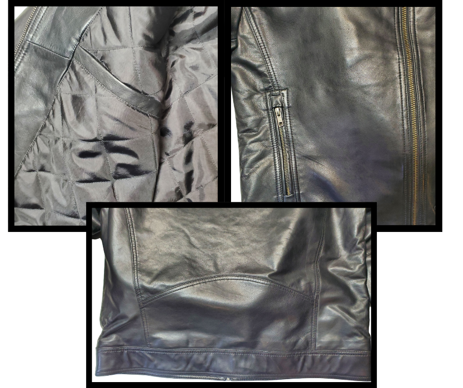 Unleash your edgy side with The "McQueen" Leather Jacket. Made from ultra-soft lamb leather, this motorcycle-style jacket combines European features with practical features like perforated shoulders, zippered vents, and plenty of pockets - 2 outside hands and chest pockets, and 2 inside chest pockets. And with our shop located just a 30-minute drive from Nashville, you can easily grab this versatile jacket for a killer look.