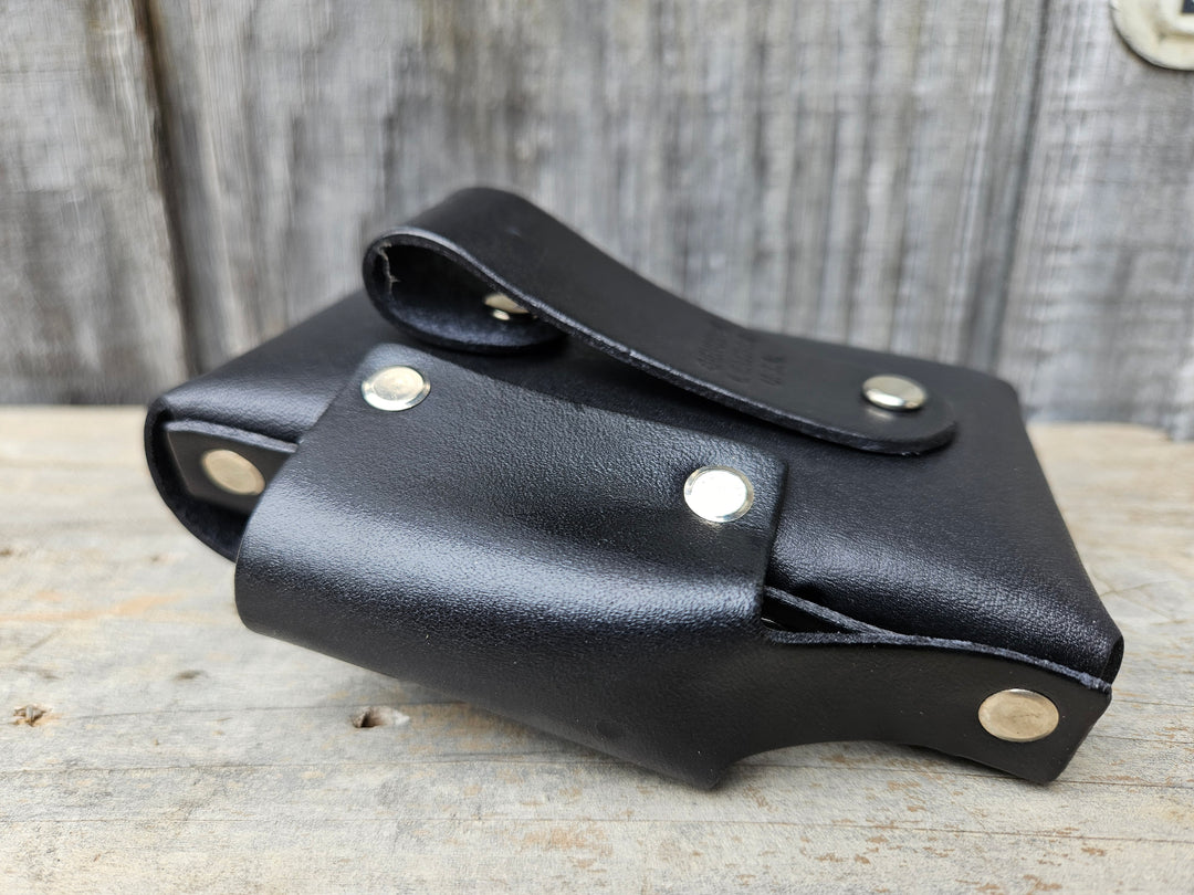 Carry your cigarettes in style with our Cigarette Case. Made in the USA with strong, riveted leather and a side pocket for a lighter. It also features a belt loop on the back so you can easily take it with you wherever you go. Available at our Smyrna, TN store conveniently located near Murfreesboro.