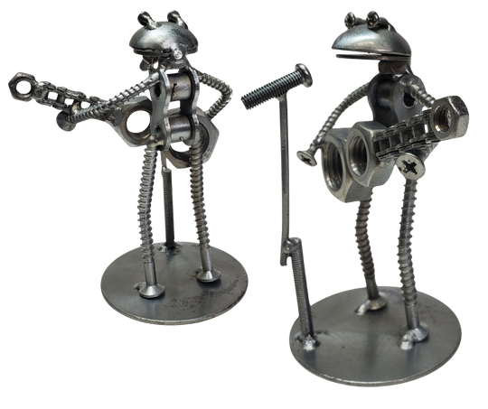 Each piece is hand-crafted using sprockets, chains, nuts, bolts, washers, springs, and bearing wheels, making it a truly one-of-a-kind present. For exact measurements, check out the photo. You can find these METAL artwork pieces at our Smyrna store, located just minutes from Nashville, TN.

Size Approx. 5" tall x 2 1/2" wide
Imported