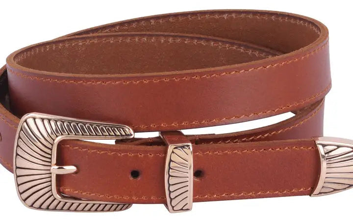 Upgrade your style with The Mojave Western Belt - an ideal choice for anyone who loves the bohemian look. With a one-of-a-kind 3 piece Gold tone buckle set and premium leather straps, this set allows for limitless outfit combinations. Whether you wear it on your waist or hips, it effortlessly brings a fun and carefree vibe to any ensemble. Available now at our Smyrna, TN location near Murfreesboro. Imported