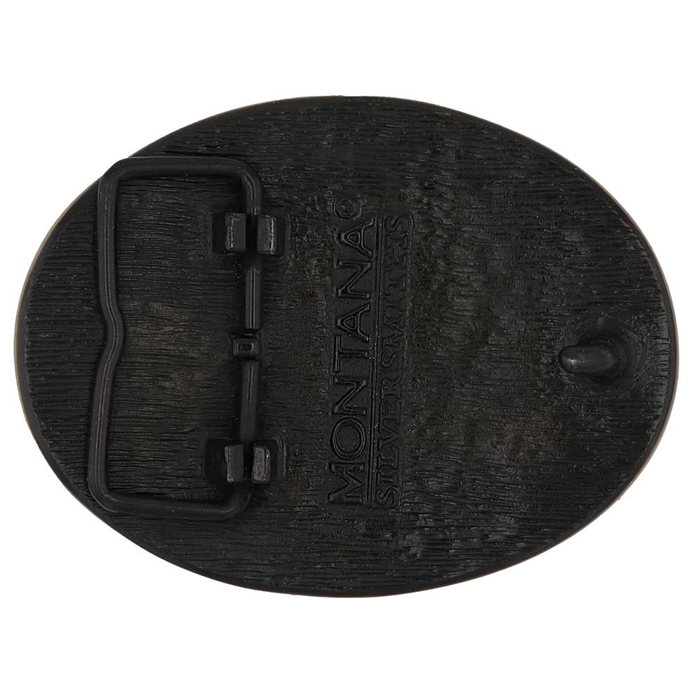 Celebrate California State with this buckle highlighting the sun, sailing, surfing, and sand, the Golden Gate Bridge, mountain trolley, and the great state seal! Brass plate over a solid cast metal alloy is antiqued and buffed to highlight the details.

Fits 1 1/2" belts and is approx. 3" tall x 4" across. Available at our shop just outside Nashville in Smyrna, TN. Made by Montana Silversmiths.