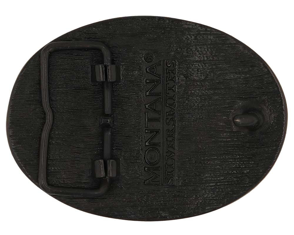 Celebrate Missouri State with this buckle highlighting the St. Louis Arch, Missouri River Steamboats, the Missouri Mule, Albert Einstein for his influence, and the great state seal! Brass plate over a solid cast metal alloy is antiqued and buffed to highlight the details.

Fits 1 1/2" belts and is approx. 3" tall x 4" across. Available at our shop just outside Nashville in Smyrna, TN. Made by Montana Silversmiths.