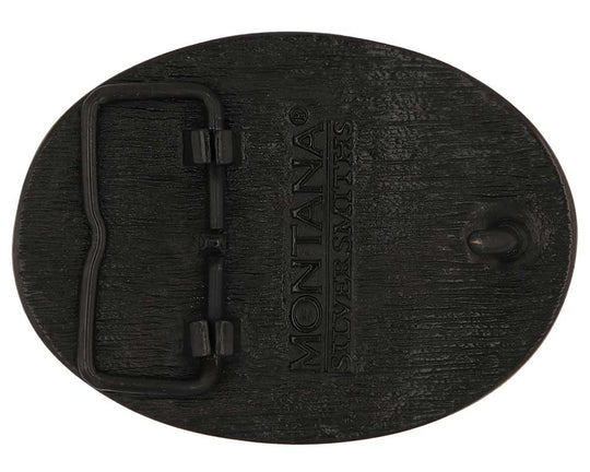 Celebrate Missouri State with this buckle highlighting the St. Louis Arch, Missouri River Steamboats, the Missouri Mule, Albert Einstein for his influence, and the great state seal! Brass plate over a solid cast metal alloy is antiqued and buffed to highlight the details.

Fits 1 1/2" belts and is approx. 3" tall x 4" across. Available at our shop just outside Nashville in Smyrna, TN. Made by Montana Silversmiths.