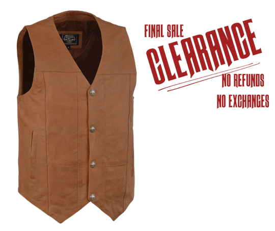 The "Bonanza" Western Brown Leather Vest CLOSEOUT!