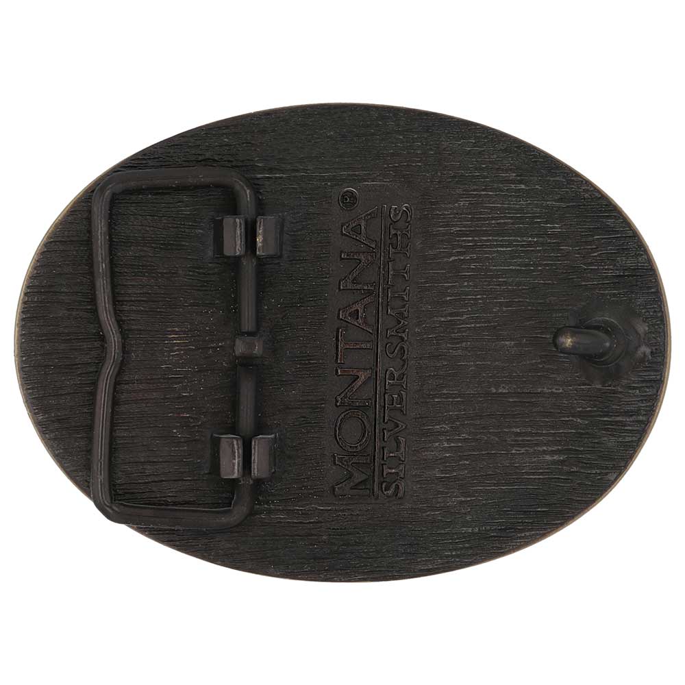 Show your West Virginia Mountain State pride by displaying this buckle highlighting mining and forestry motifs including the state seal!

Fits 1 1/2" belts and is approx. 3" tall x 4" across. Available at our shop just outside Nashville in Smyrna, TN. Made by Montana Silversmiths.