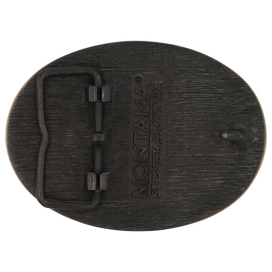 Show your West Virginia Mountain State pride by displaying this buckle highlighting mining and forestry motifs including the state seal!

Fits 1 1/2" belts and is approx. 3" tall x 4" across. Available at our shop just outside Nashville in Smyrna, TN. Made by Montana Silversmiths.