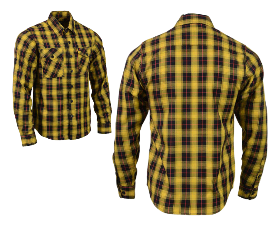 Milwaukee Leather MNG11666 Men's Black and Red with Yellow Long Sleeve Cotton Flannel Shirt - Multi / 5X-Large Milwaukee Leather MNG11666 Men's Black and Red with Yellow Long Sleeve Cotton Flannel Shirt - Multi / 5X-Large