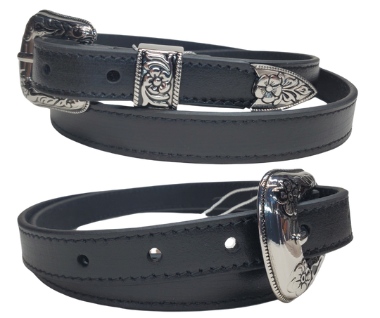 Spruce up your outfit with The Boho Buckle Leather Belt Set, complete with a unique 3 piece buckle, stitched edges and high-quality leather straps. With the option to wear it cinched at the waist or low-slung on the hips, this versatile set adds a touch of bohemian chic to any look. Available at our Smyrna, TN store. Imported