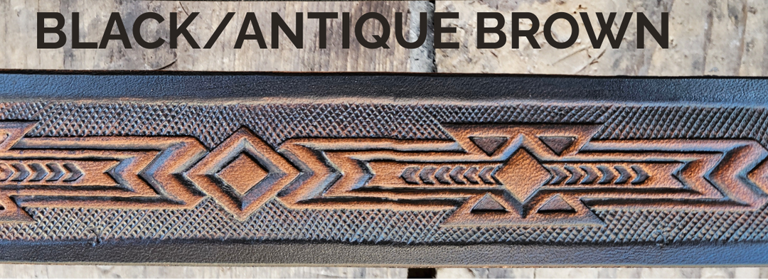 Personalized Mr. Ringo Southwestern leather belt with embossed Arizona-style design and custom name.