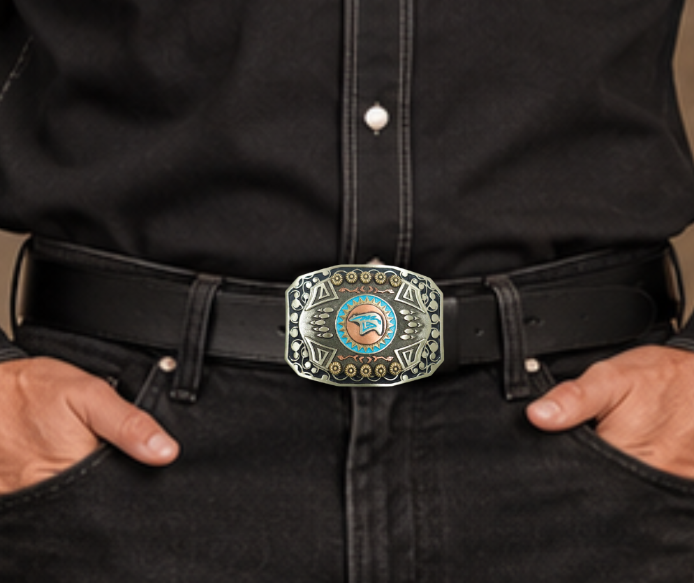The Mukwa in Ojibwa means bear and strength. This buckle is handmade from German Silver (nickel and brass alloy) or iron metal base. Our products are all handcrafted. In order to give you the quality and long lasting final product we also plate each piece with copper, nickel and silver.&amp;nbsp; to ensure the piece&