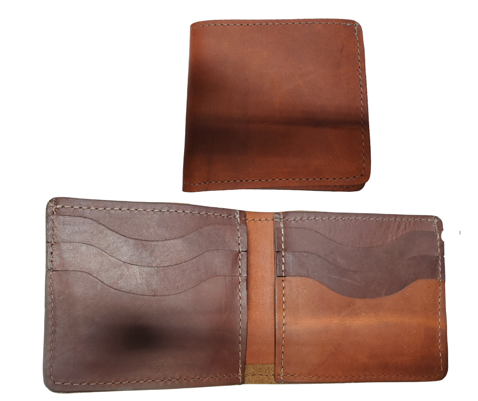 Made right here in the USA. Just leather and thread that's it. These don't have 43 pockets but are made well. If you just carry the basics these are what work for you. Just a few left. See them at our our Smyrna, TN shop just outside Nashville.