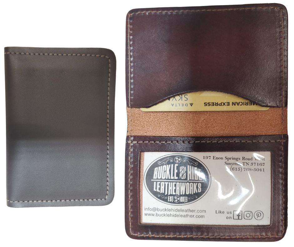 Made right here in the USA. Just leather and thread that's it. These don't have 43 pockets but are made well. If you just carry the basics these are what work for you. Just a few left. See them at our our Smyrna, TN shop just outside Nashville.