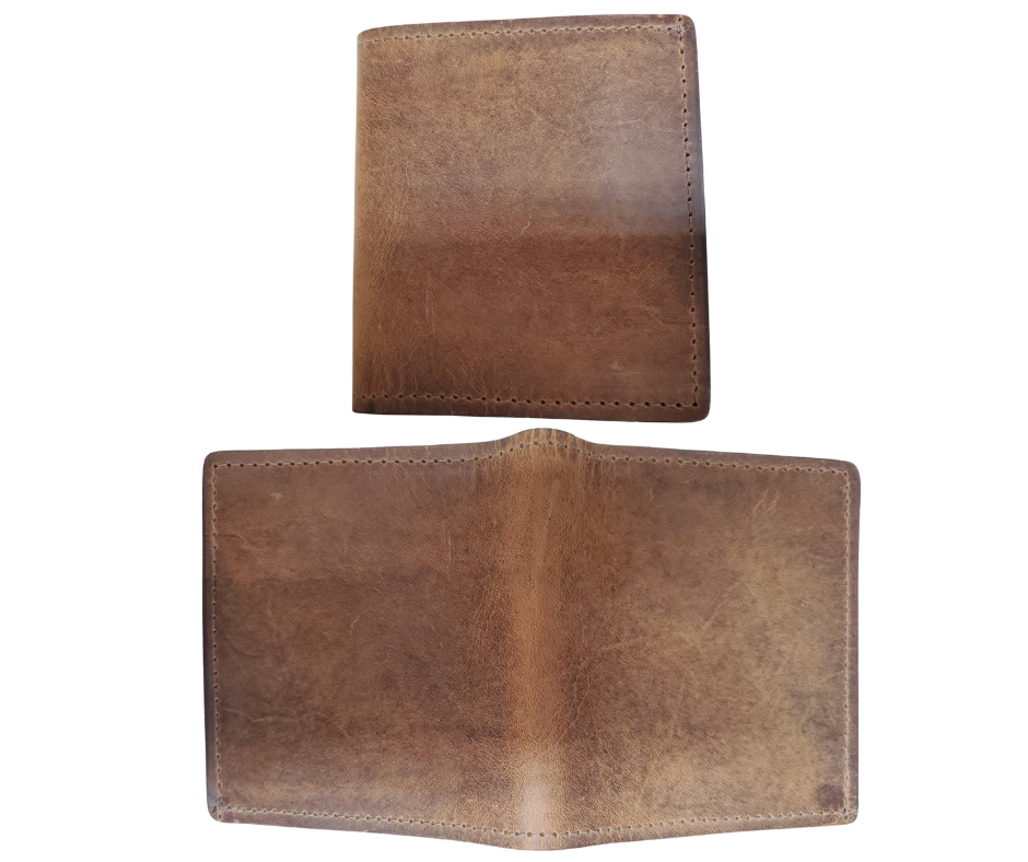 Made right here in the USA. Just leather and thread that's it. These don't have 43 pockets but are made well. If you just carry the basics these are what work for you. Just a few left. See them at our our Smyrna, TN shop just outside Nashville.
