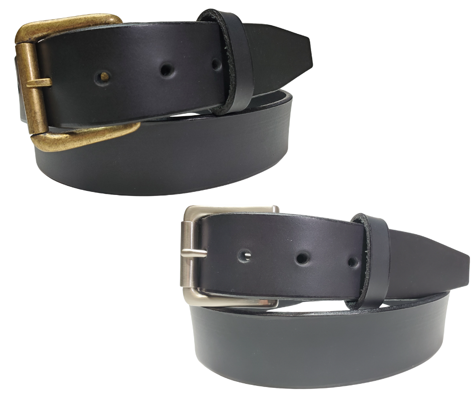Black
Great for The Office! This real Veg-Tan leather belt starts with a hand dyed 9-10oz (1/8"ish) leather belt strip. Comes in 2 widths and your choice of Antique Nickle or Brass colored buckle that is snapped in for easy removal. It is handmade in our Smyrna, TN shop, which is located just outside of Nashville.