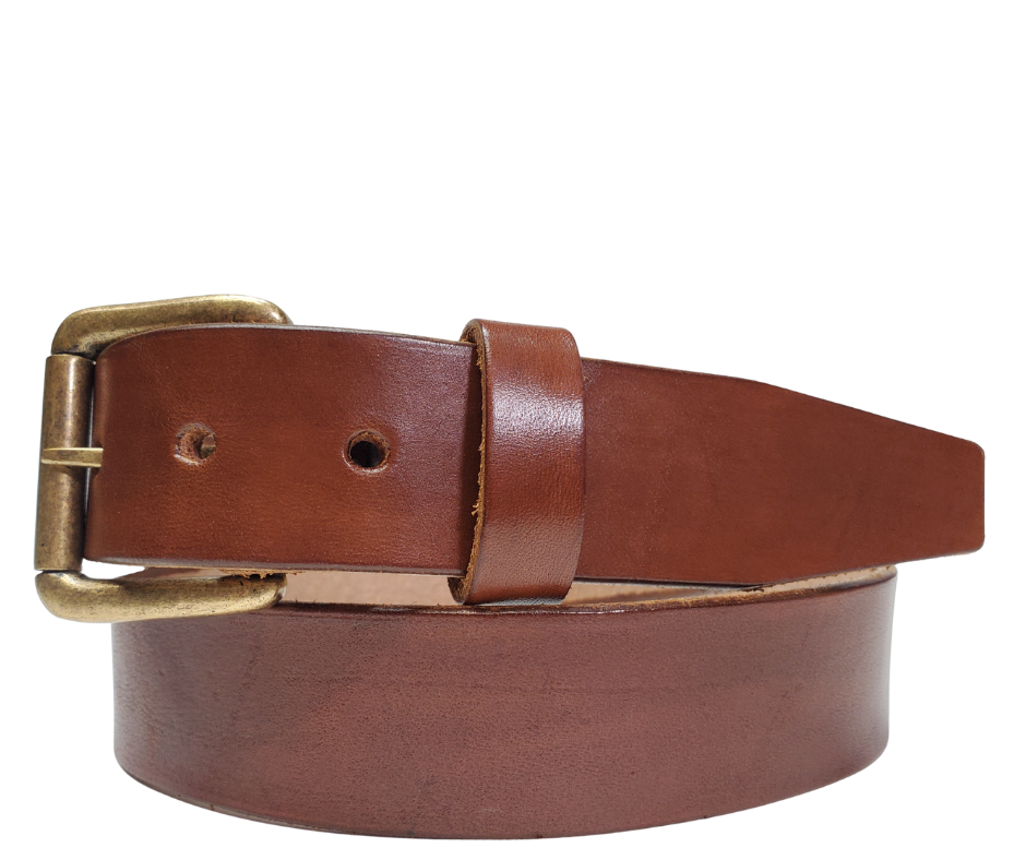 Medium Brown
Great for The Office! This real Veg-Tan leather belt starts with a hand dyed 9-10oz (1/8"ish) leather belt strip. Comes with your choice of Antique Nickle or Brass colored buckle that is snapped in for easy removal. It is handmade in our Smyrna, TN shop, which is located just outside of Nashville.