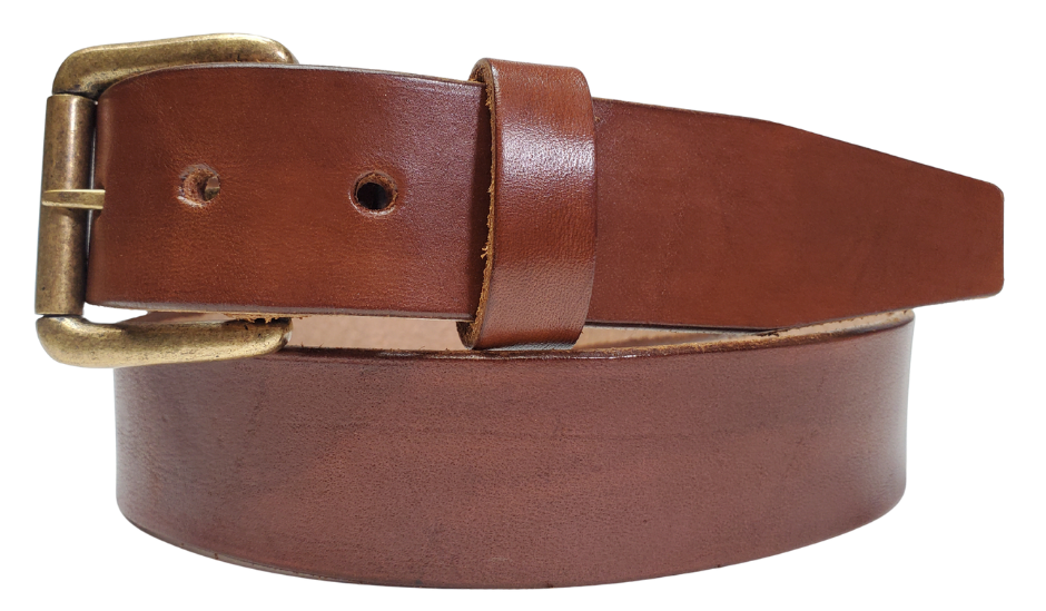 Medium Brown
Great for The Office! This real Veg-Tan leather belt starts with a hand dyed 9-10oz (1/8"ish) leather belt strip. Comes with your choice of Antique Nickle or Brass colored buckle that is snapped in for easy removal. It is handmade in our Smyrna, TN shop, which is located just outside of Nashville.