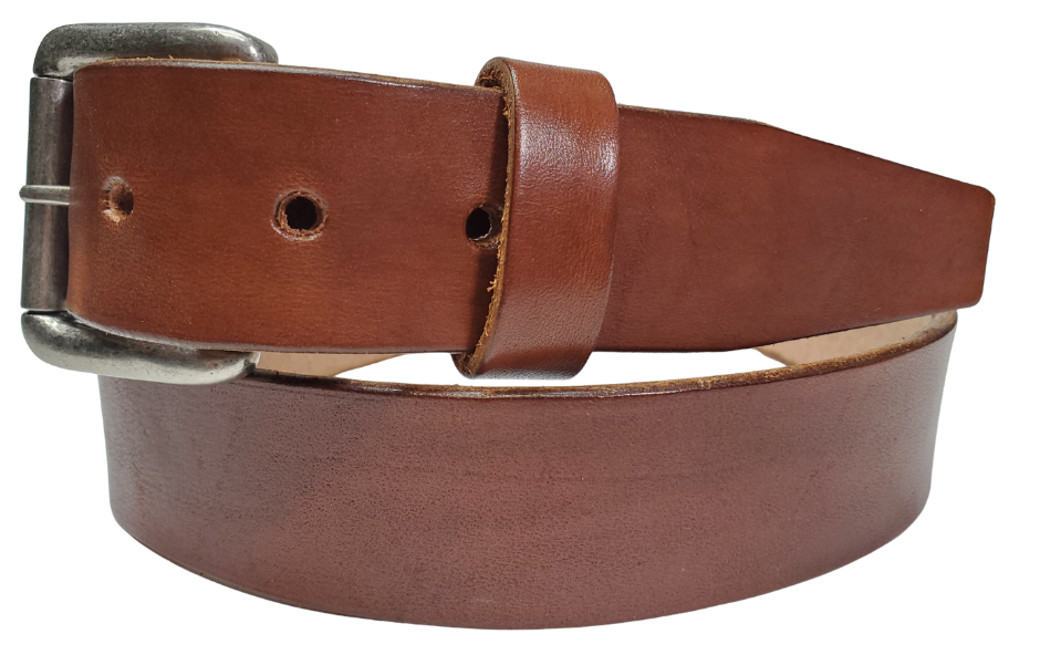 Medium Brown
Great for The Office! This real Veg-Tan leather belt starts with a hand dyed 9-10oz (1/8"ish) leather belt strip. Comes with your choice of Antique Nickle or Brass colored buckle that is snapped in for easy removal. It is handmade in our Smyrna, TN shop, which is located just outside of Nashville.