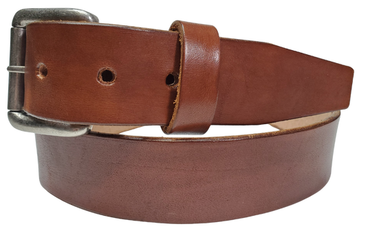 Medium Brown
Great for The Office! This real Veg-Tan leather belt starts with a hand dyed 9-10oz (1/8"ish) leather belt strip. Comes with your choice of Antique Nickle or Brass colored buckle that is snapped in for easy removal. It is handmade in our Smyrna, TN shop, which is located just outside of Nashville.